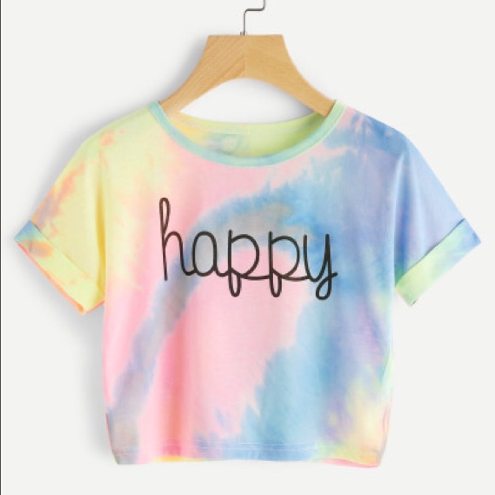 “ happy “ tie dye crop top